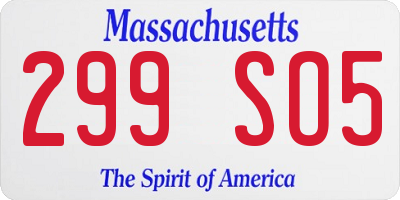 MA license plate 299SO5