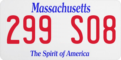 MA license plate 299SO8