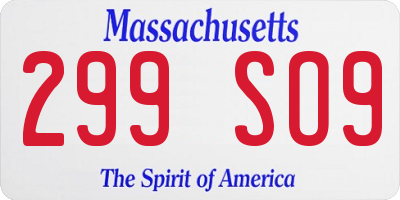 MA license plate 299SO9