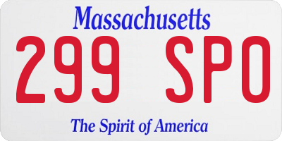 MA license plate 299SP0