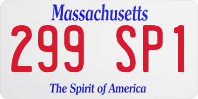 MA license plate 299SP1