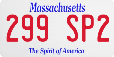 MA license plate 299SP2