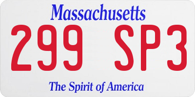 MA license plate 299SP3