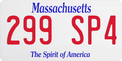 MA license plate 299SP4