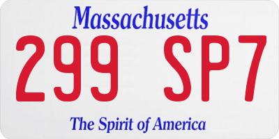 MA license plate 299SP7