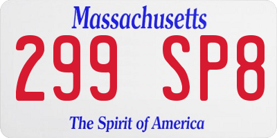 MA license plate 299SP8