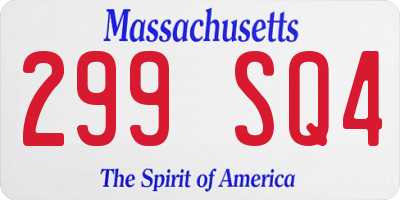 MA license plate 299SQ4