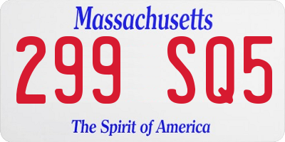 MA license plate 299SQ5