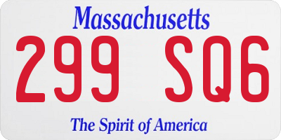 MA license plate 299SQ6