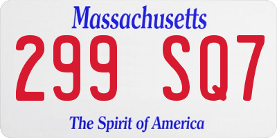 MA license plate 299SQ7
