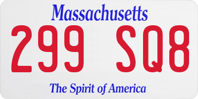 MA license plate 299SQ8