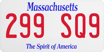 MA license plate 299SQ9
