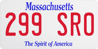MA license plate 299SR0