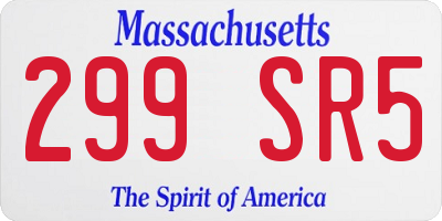 MA license plate 299SR5