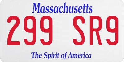 MA license plate 299SR9
