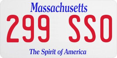 MA license plate 299SS0