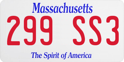 MA license plate 299SS3
