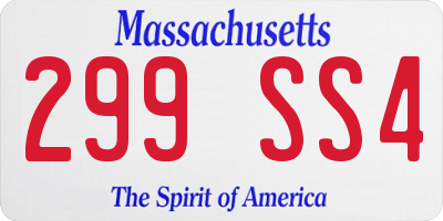 MA license plate 299SS4