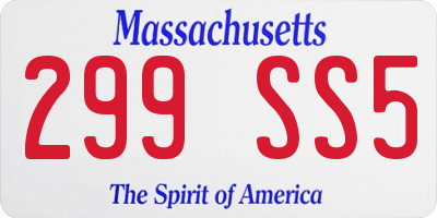 MA license plate 299SS5