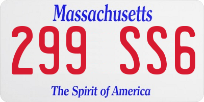 MA license plate 299SS6