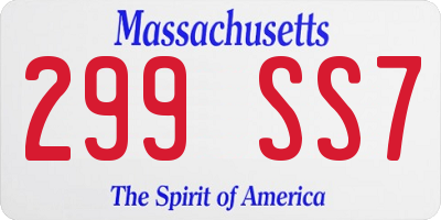 MA license plate 299SS7