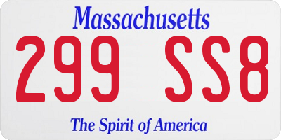 MA license plate 299SS8