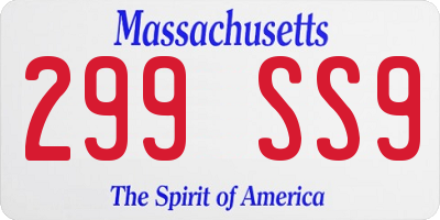 MA license plate 299SS9