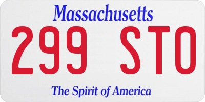 MA license plate 299ST0