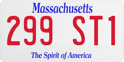 MA license plate 299ST1