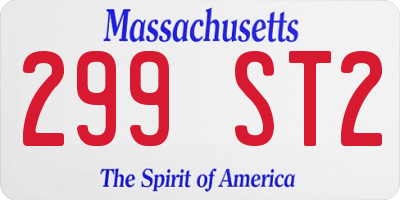 MA license plate 299ST2
