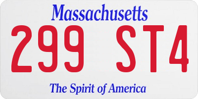 MA license plate 299ST4