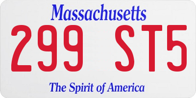 MA license plate 299ST5