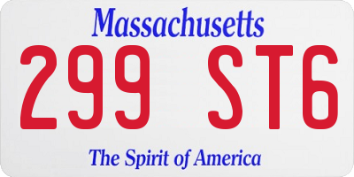 MA license plate 299ST6