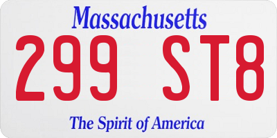 MA license plate 299ST8