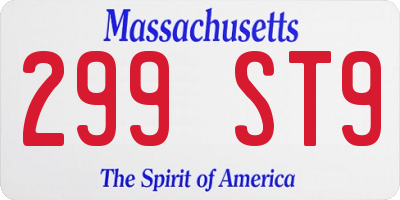 MA license plate 299ST9