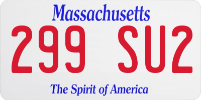 MA license plate 299SU2