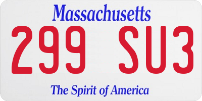 MA license plate 299SU3