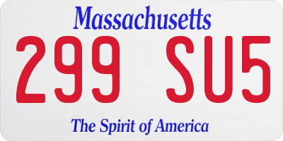 MA license plate 299SU5