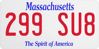 MA license plate 299SU8