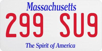 MA license plate 299SU9