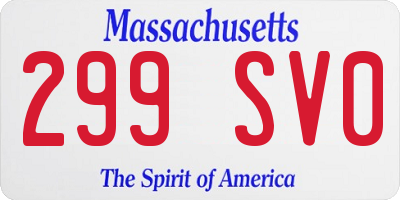 MA license plate 299SV0