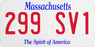 MA license plate 299SV1