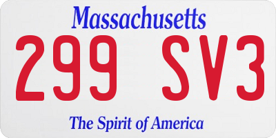 MA license plate 299SV3