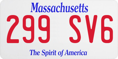 MA license plate 299SV6
