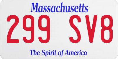 MA license plate 299SV8