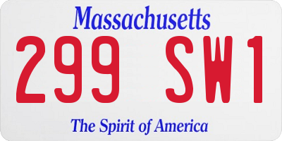 MA license plate 299SW1