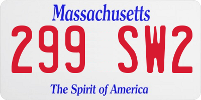 MA license plate 299SW2