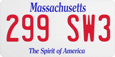 MA license plate 299SW3