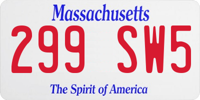 MA license plate 299SW5