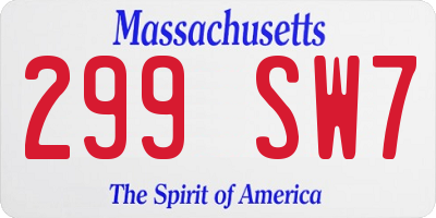 MA license plate 299SW7